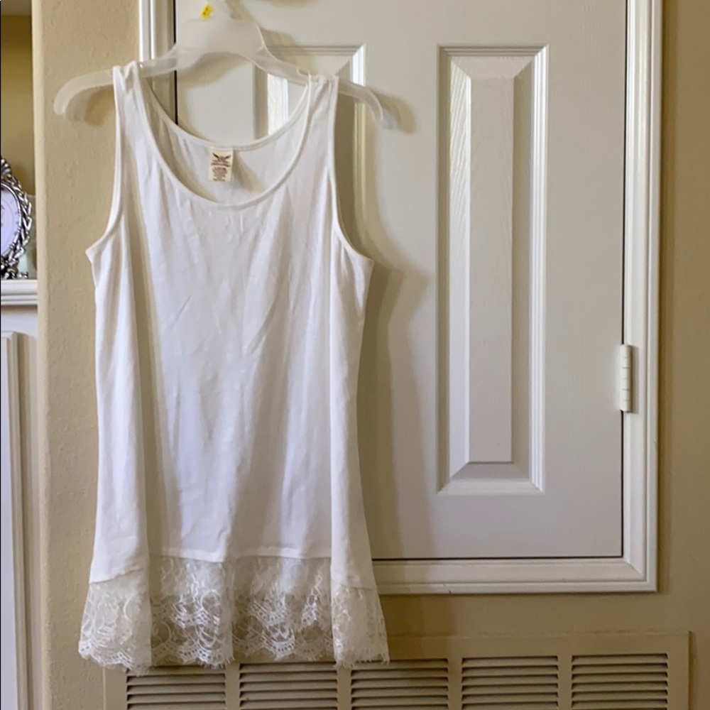 Faded Glory Rayon tank top with lace ruffle
